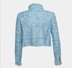 Pre Owned Chanel Blue Fantasy Tweed Single Breasted Jacket M