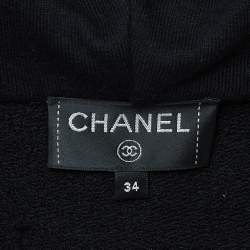Chanel Black Astronaut Print Cotton Zip Front Hooded Jacket S