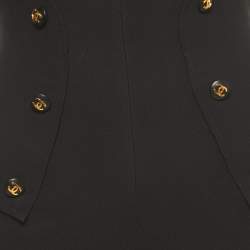Chanel Vintage Black Wool Button Embellished Flared Pencil Skirt XS