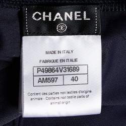 Chanel Navy Blue Pearl Embellished Jersey Camisole Top M