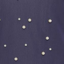 Chanel Navy Blue Pearl Embellished Jersey Camisole Top M