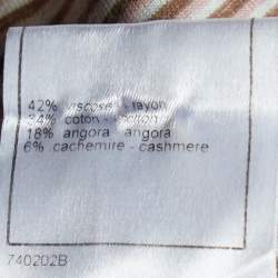 Pre Owned Chanel Brown/Peach Striped Cotton & Angora Knit Turtleneck Sweater M