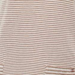 Pre Owned Chanel Brown/Peach Striped Cotton & Angora Knit Turtleneck Sweater M