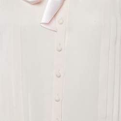 Chanel Pale Pink Silk Embellished Button Front Blouse M