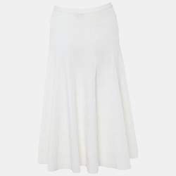 Chanel White Textured Knit Midi Skirt M