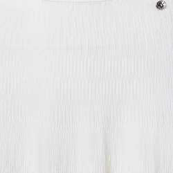 Chanel White Textured Knit Midi Skirt M