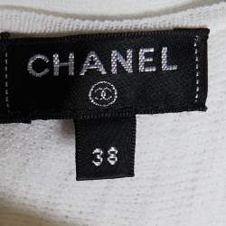 Chanel White Textured Knit Midi Skirt M