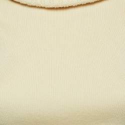 Pre Owned Chanel Vintage Cream Wool Turtle Neck Sleeveless Sweater S