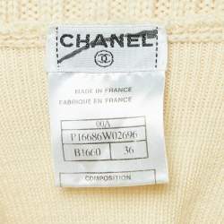 Pre Owned Chanel Vintage Cream Wool Turtle Neck Sleeveless Sweater S