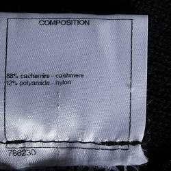 Pre Owned Chanel Black Cashmere & Lurex Knit Button Front Cardigan M