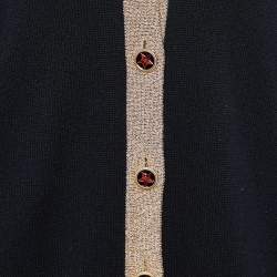 Pre Owned Chanel Black Cashmere & Lurex Knit Button Front Cardigan M