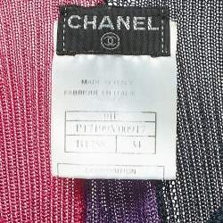 Pre Owned Chanel Multicolor Knit V-Neck Long Sleeve Top S