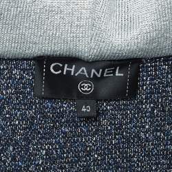 Pre Owned Chanel Blue/Metallic Terry Zip-Up Hoodie M