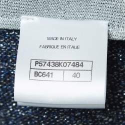 Pre Owned Chanel Blue/Metallic Terry Zip-Up Hoodie M