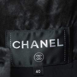 Chanel Black Crepe Zip Front Midi Dress M