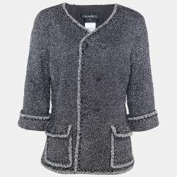 Chanel Black/Metallic Lurex Double Breasted Jacket L
