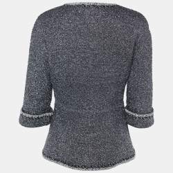 Chanel Black/Metallic Lurex Double Breasted Jacket L