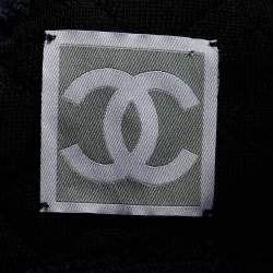 Pre Owned Chanel Sports Black/Navy Blue Knit Quilted Vest L
