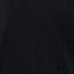 Pre Owned Chanel Navy Blue/Black Logo Patterned Wool High Neck Sweater L