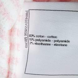 Pre Owned Chanel Pink Striped Logo Printed Terry T-Shirt S