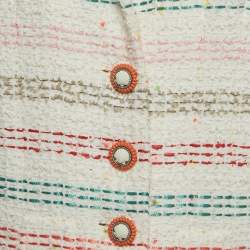 Pre Owned Chanel Multicolor Striped Tweed Long Jacket M