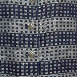 Pre Owned Chanel Blue Glitter Tweed Sequin Detail Long  Jacket L