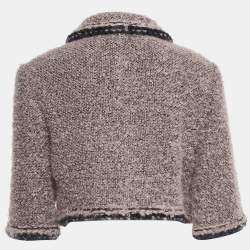 Pre Owned Chanel Pink Mohair Wool Cropped Jacket M