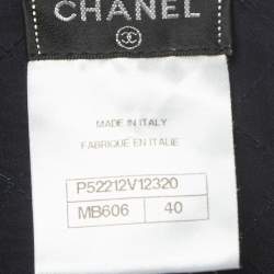 Pre Owned Chanel Vintage Black Quilted Silk Buttoned Jacket M
