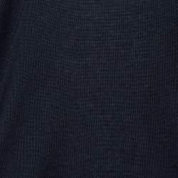 Chanel Dark Blue Cashmere & Silk Knit V-Neck Sweater XL