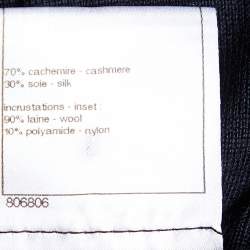 Chanel Dark Blue Cashmere & Silk Knit V-Neck Sweater XL
