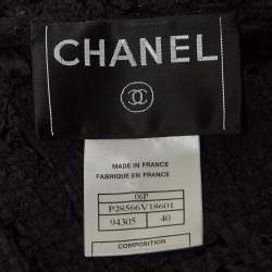 Chanel Black Silk Crochet Pattern Long Coat M