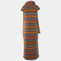 Chanel Brown Cashmere & Alpaca Knit Midi Dress & Scarf Set M
