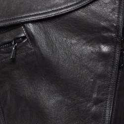 Chanel Black Leather Asymmetric Cropped Jacket S
