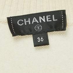 Chanel Cream La Pausa Patterned Cashmere Round Neck Sweater S