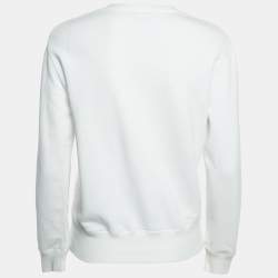 Chanel White Logo Embroidered Cotton Knit Sweatshirt XS