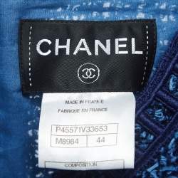 Chanel Blue Embroidered Tweed A-Line Midi Dress L