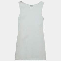 Chanel White Perforated Knit Sleeveless Coverup Dress L