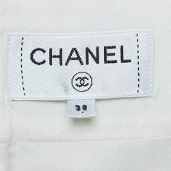 Pre Owned Chanel White/Gold Tweed Mini Skirt M