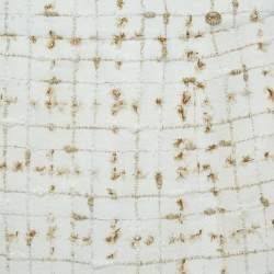 Pre Owned Chanel White/Gold Tweed Mini Skirt M