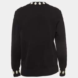 Pre Owned Chanel Black Wool Blend Rose Detailed Sweater M