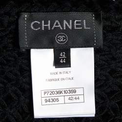 Chanel Black Wool Open Braid Fringed Cape L