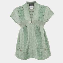 Chanel Green Lurex Knit Seoul Cruise Single Button Top L