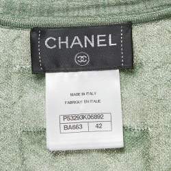 Chanel Green Lurex Knit Seoul Cruise Single Button Top L