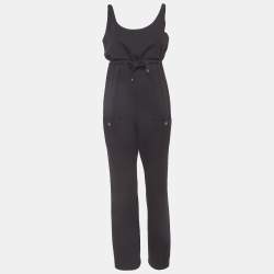 Chanel Black Wool Knit Sleeveless Drawstring Jumpsuit M