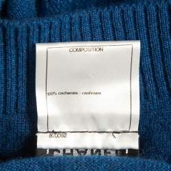 Chanel Blue Floral Textured Cashmere Knit V-Neck Vest M