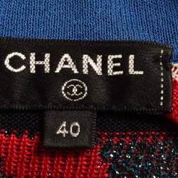 Pre Owned Chanel Multicolor Striped Silk Knit Long Sleeve Sweater M