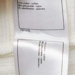 Pre Owned Chanel White Cotton Rib Knit Off-Shoulder Fitted Midi Dress L