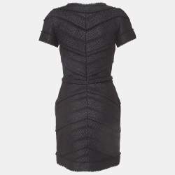 Pre Owned Chanel Black Lurex Tweed Jewel Buttons Detail Belted Mini Dress M