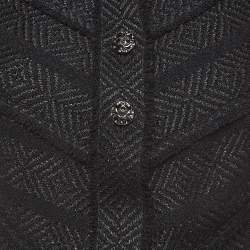 Pre Owned Chanel Black Lurex Tweed Jewel Buttons Detail Belted Mini Dress M