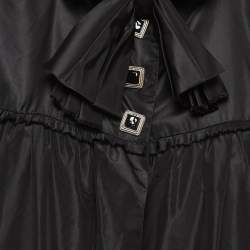 Chanel Black Silk Gathered Yoke Mid-Length Coat M